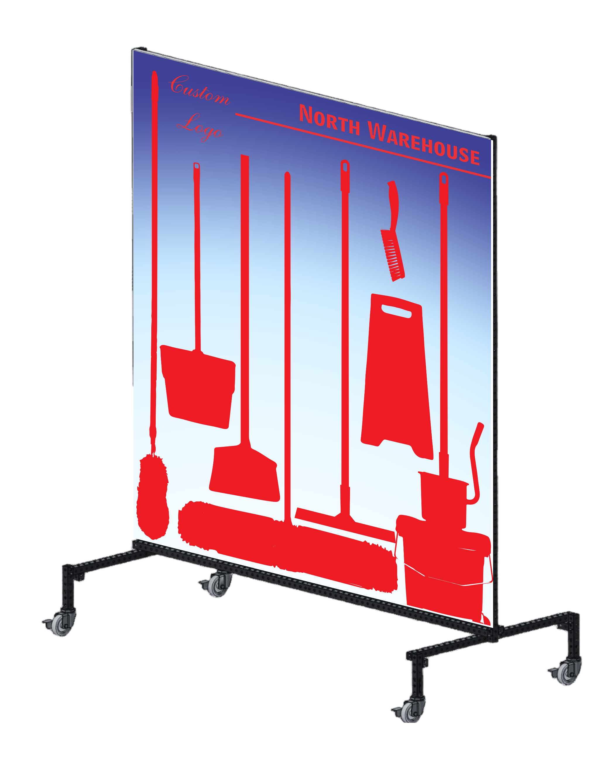 60" Wide Mobile Cart for Custom Cleaning Station